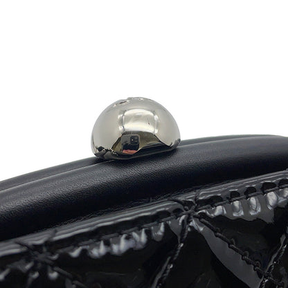 CHANEL Matelasse Kiss Lock ChainShoulder Bag Black Patent Leather Leather
