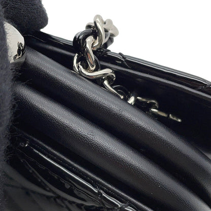 CHANEL Matelasse Kiss Lock ChainShoulder Bag Black Patent Leather Leather