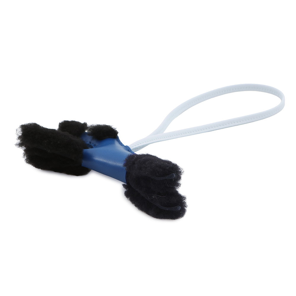 HERMES Buddy Bag Charm Blue France / Black / Brûlée Mouton Lambskin