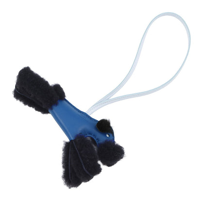 HERMES Buddy Bag Charm Blue France / Black / Brûlée Mouton Lambskin