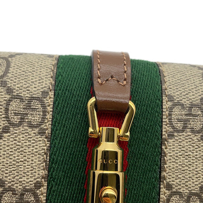 GUCCI Jackie 1961 Chain Wallet Beige/Brown652681 GG Supreme/Leather