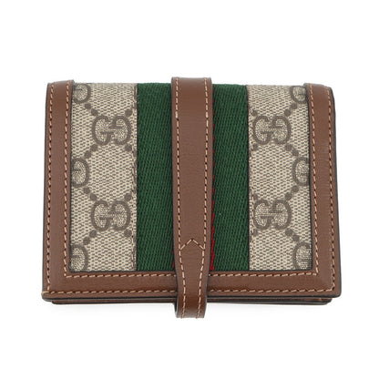 GUCCI Jackie 1961 Card Case Wallet Beige/Brown645536 GG Supreme/Leather