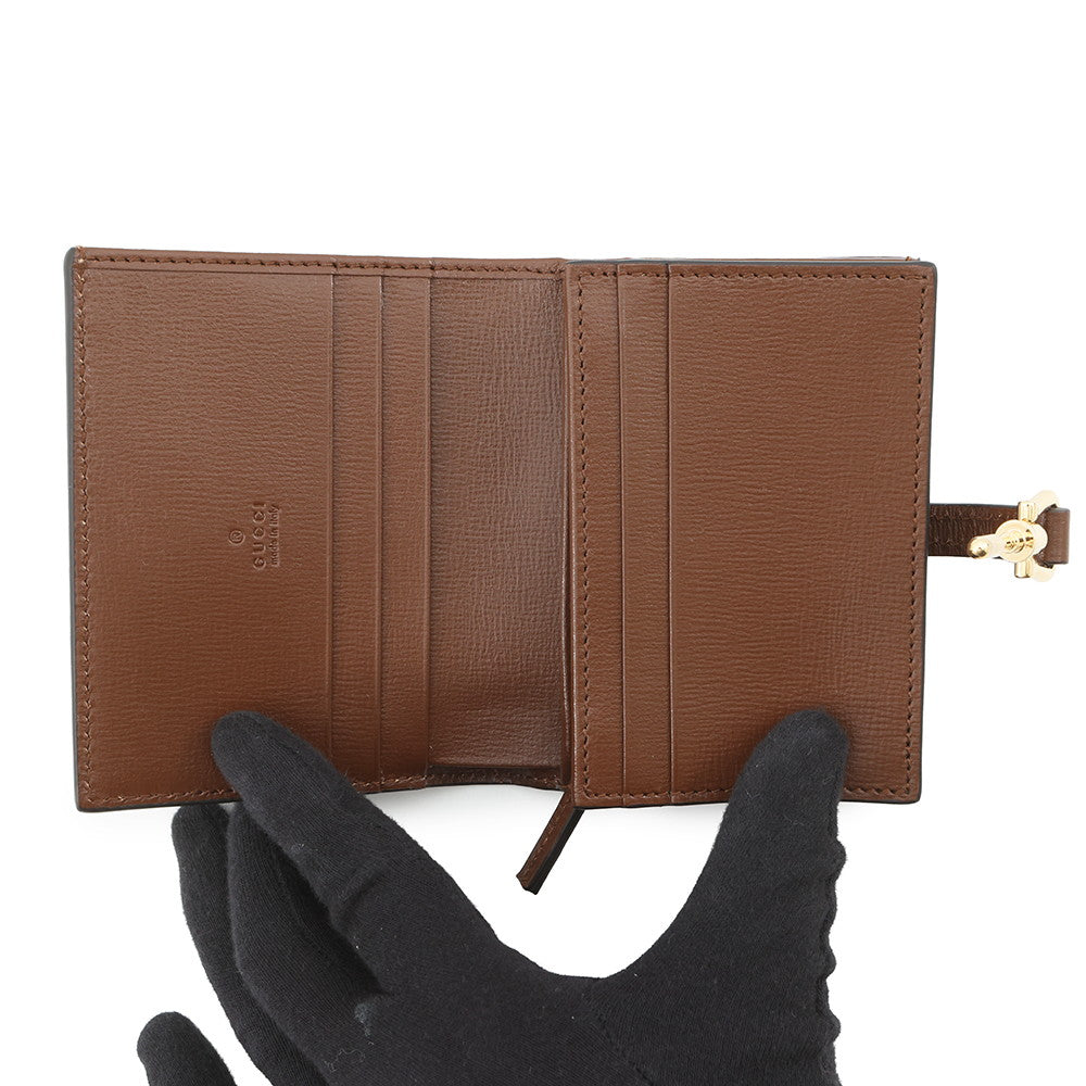 GUCCI Jackie 1961 Card Case Wallet Beige/Brown645536 GG Supreme/Leather