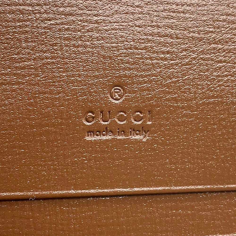 GUCCI Jackie 1961 Card Case Wallet Beige/Brown645536 GG Supreme/Leather