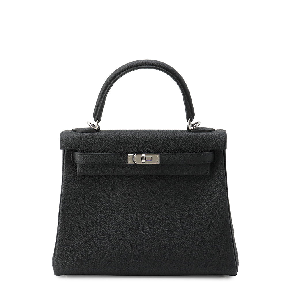 HERMES Kelly Retourne Black Togo Leather Size 25