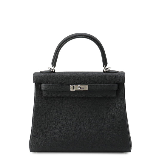 HERMES Kelly Retourne Black Togo Leather Size 25