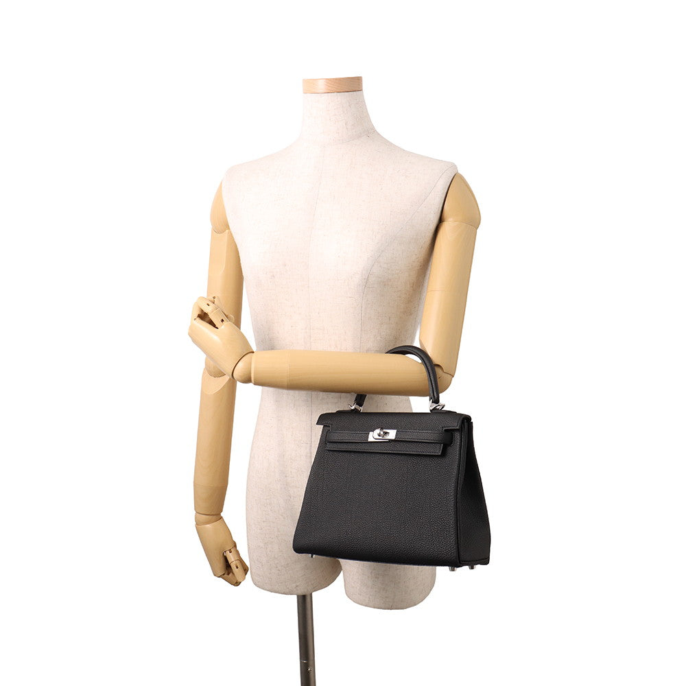 HERMES Kelly Retourne Black Togo Leather Size 25
