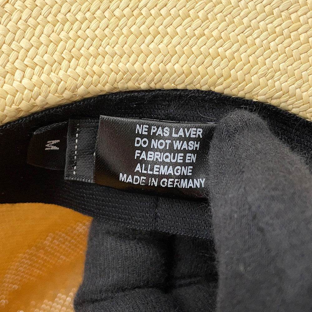 CHANEL CC Logo Ribbon Straw Hat Size M Beige/Black Straw100%