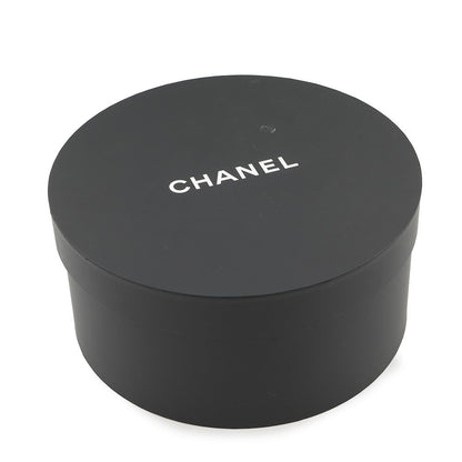 CHANEL CC Logo Ribbon Straw Hat Size M Beige/Black Straw100%