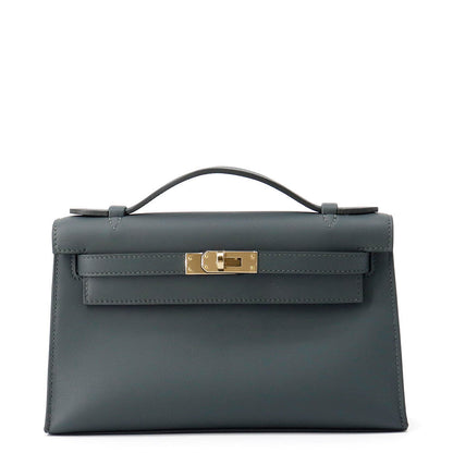 HERMES PochetteKelly Vert Mangrove Swift Leather