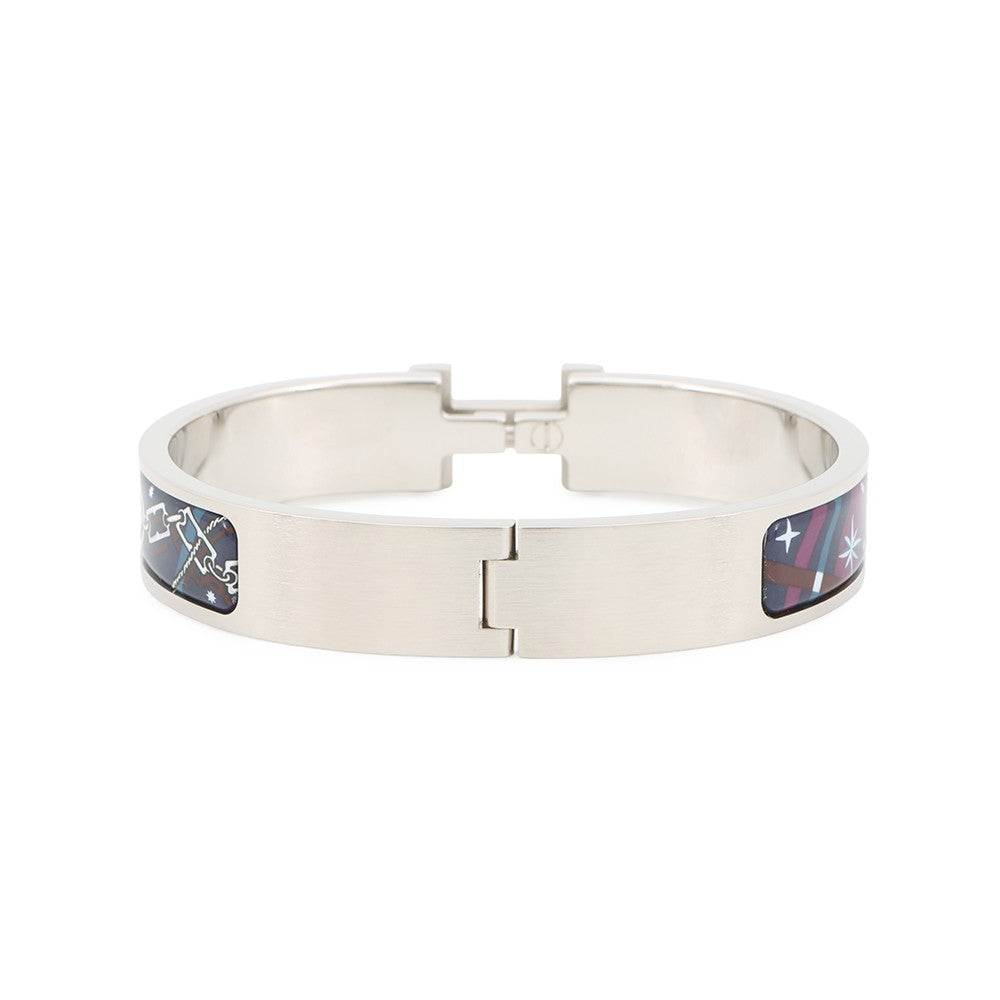 HERMES ClicHH/Ceraphet Fan Bracelet Navy Metal Enamel