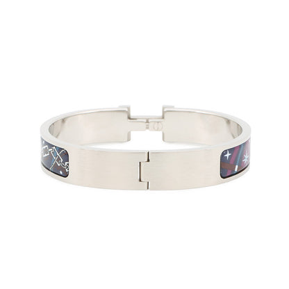 HERMES ClicHH/Ceraphet Fan Bracelet Navy Metal Enamel