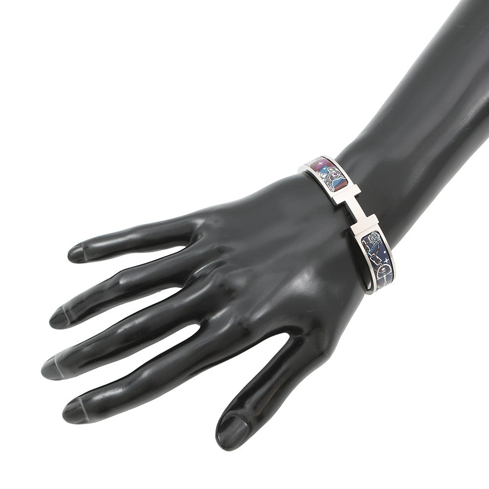 HERMES ClicHH/Ceraphet Fan Bracelet Navy Metal Enamel