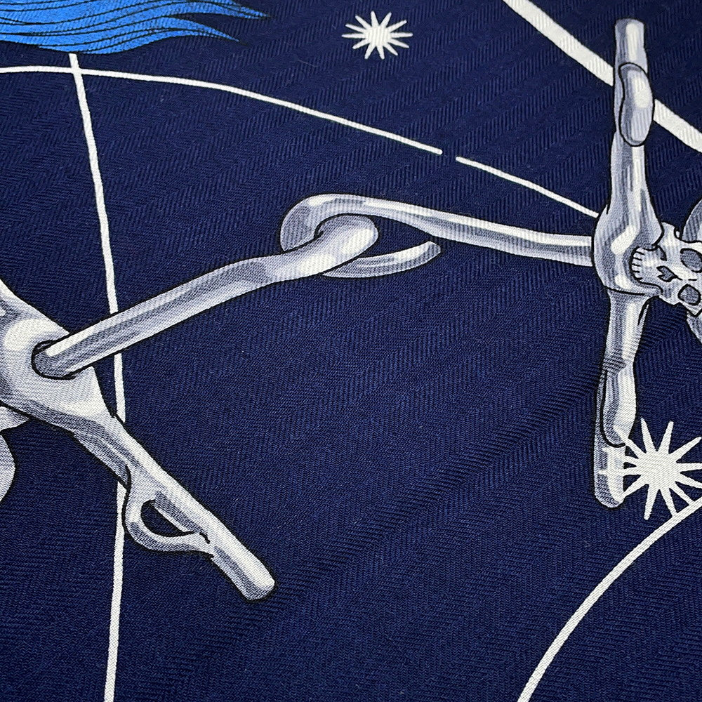HERMES Giant Square Chorus Stellarum Spring/Summer 2025 Size 140 Marine/Indigo/White Cashmere70% Silk30%