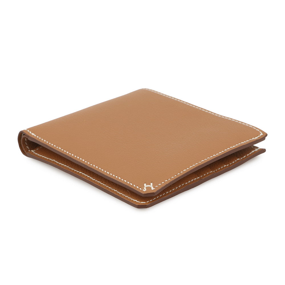 HERMES HSellier Compact Wallet Gold Evercolor