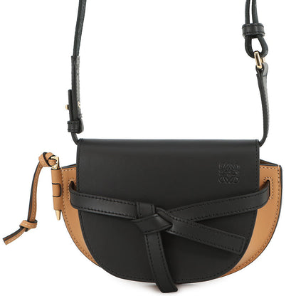 LOEWE Gate Dual Shoulder Bag Black/Warm DesertA650N46X25 Leather Size Mini