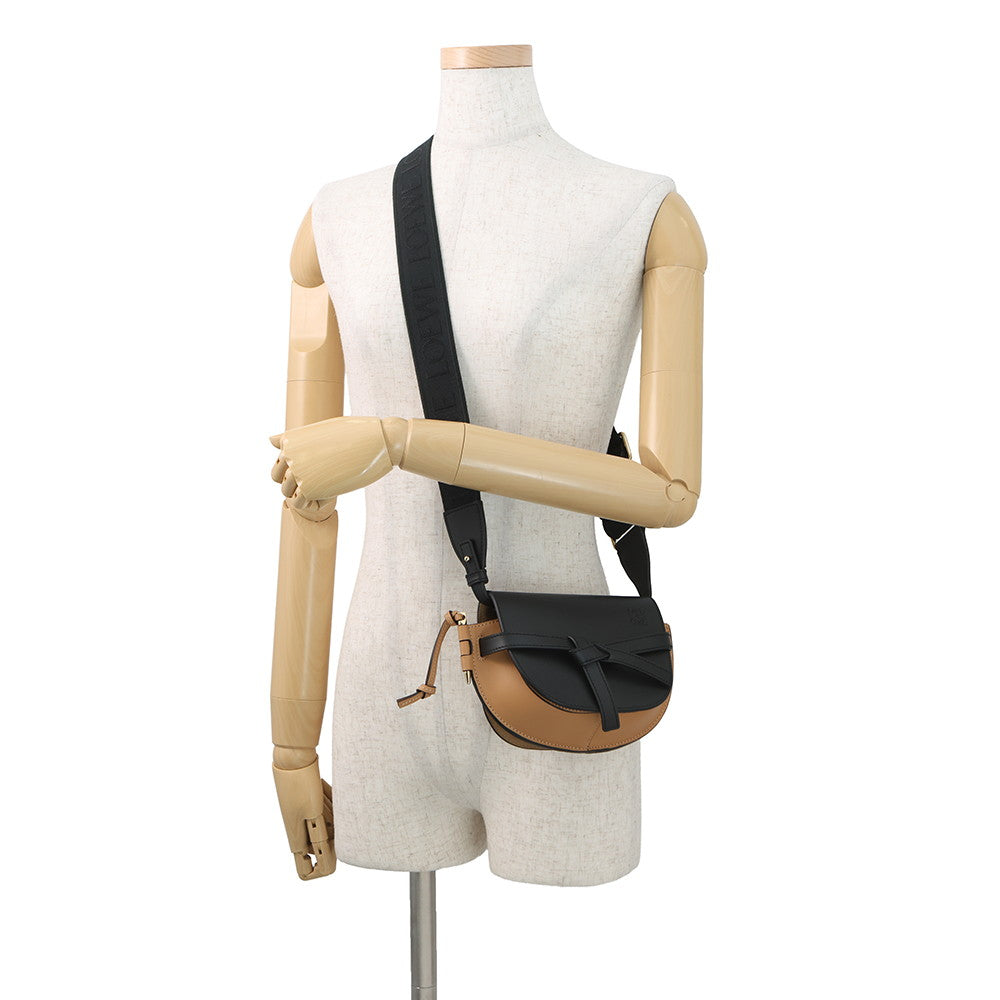 LOEWE Gate Dual Shoulder Bag Black/Warm DesertA650N46X25 Leather Size Mini