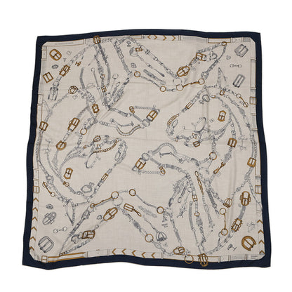 HERMES Giant Square LES CHEVAUX DECHAINES Spring/Summer 2024 Size 140 Marine/Natural/Gris Cashmere70% Silk30%