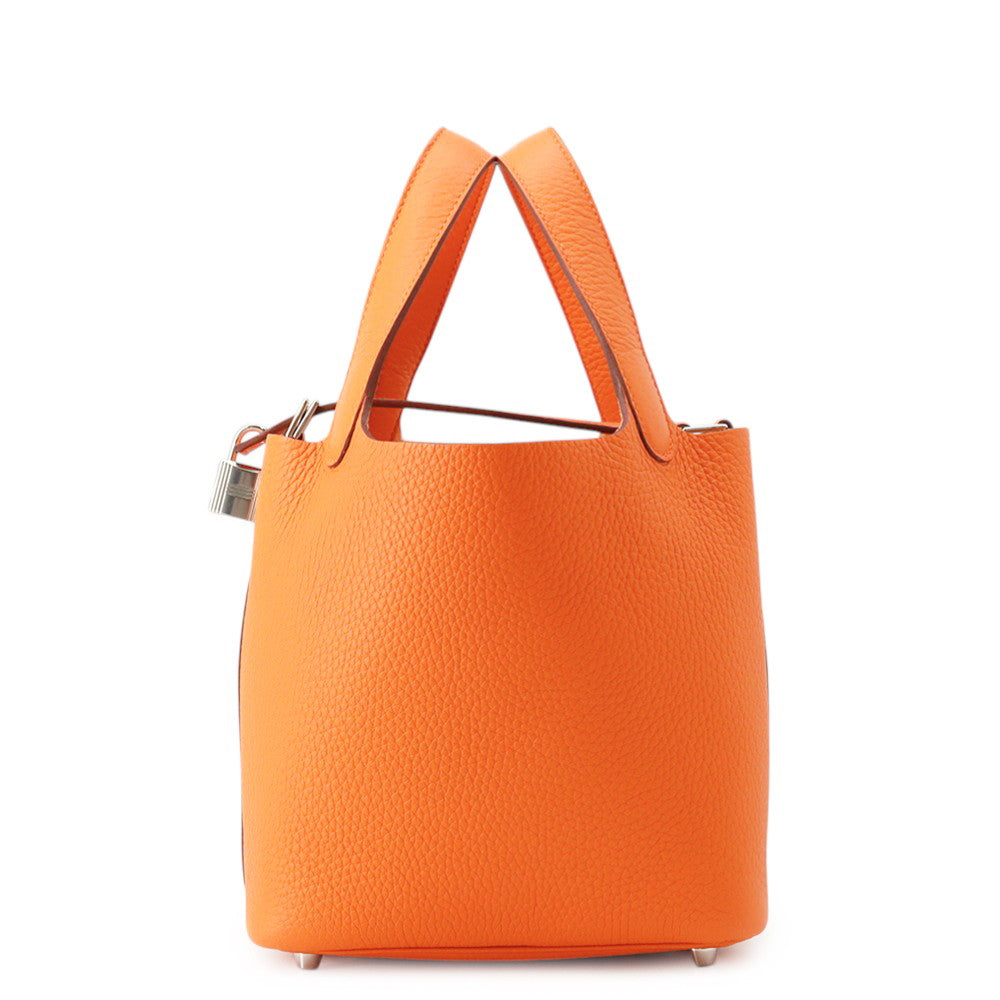 HERMES Picotin Lock Orange minyan Taurillon Clemence Size PM