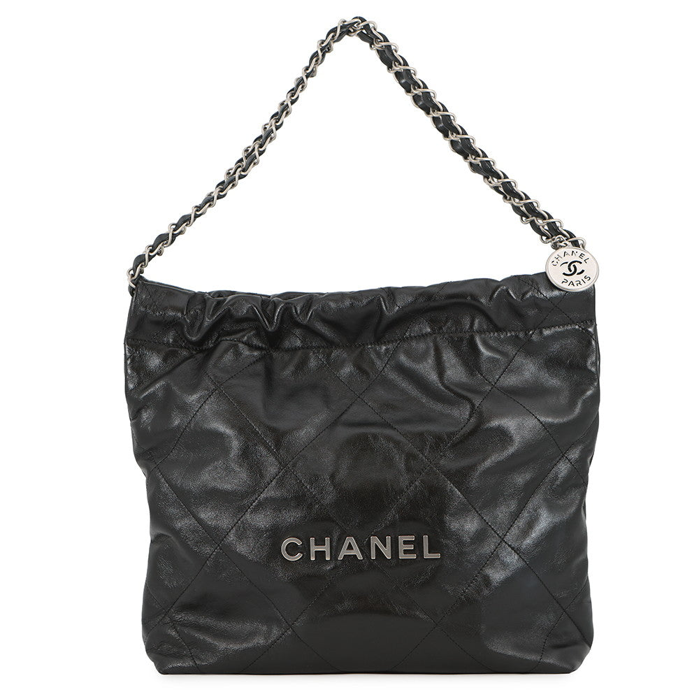 CHANEL CHANEL22 ChainShoulder Bag BlackAS3260 Shiny Calf Leather Size Small