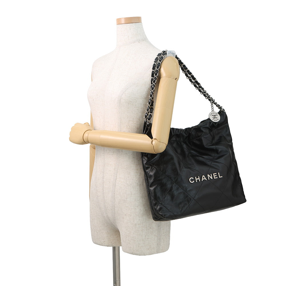 CHANEL CHANEL22 ChainShoulder Bag BlackAS3260 Shiny Calf Leather Size Small