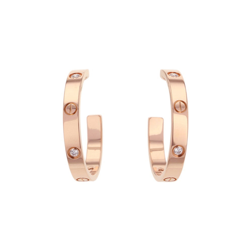 CARTIER Love Hoop Earrings Size Medium ModelB8301433 18K Pink Gold