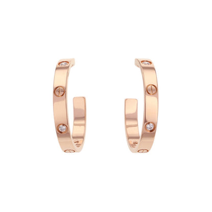 CARTIER Love Hoop Earrings Size Medium ModelB8301433 18K Pink Gold