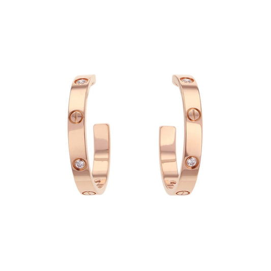 CARTIER Love Hoop Earrings Size Medium ModelB8301433 18K Pink Gold