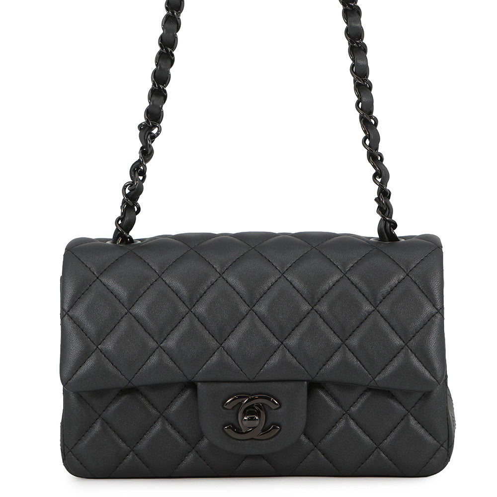 CHANEL Mini Matelasse ChainShoulder Bag BlackA69900 Lambskin Size 20