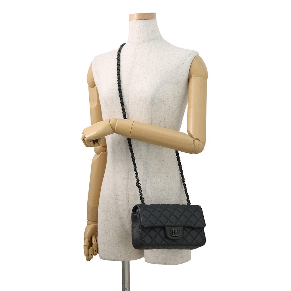 CHANEL Mini Matelasse ChainShoulder Bag BlackA69900 Lambskin Size 20