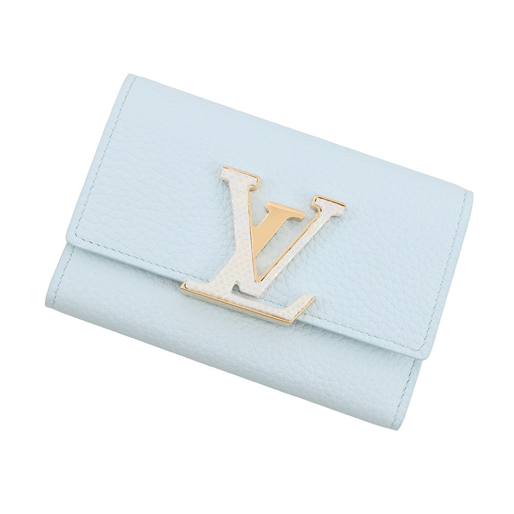 LOUIS VUITTON Portefeuille Capucine Compact Sky BlueN89898 Taurillon Leather/Karung Leather
