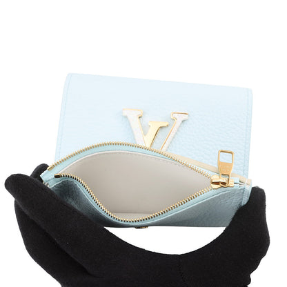 LOUIS VUITTON Portefeuille Capucine Compact Sky BlueN89898 Taurillon Leather/Karung Leather