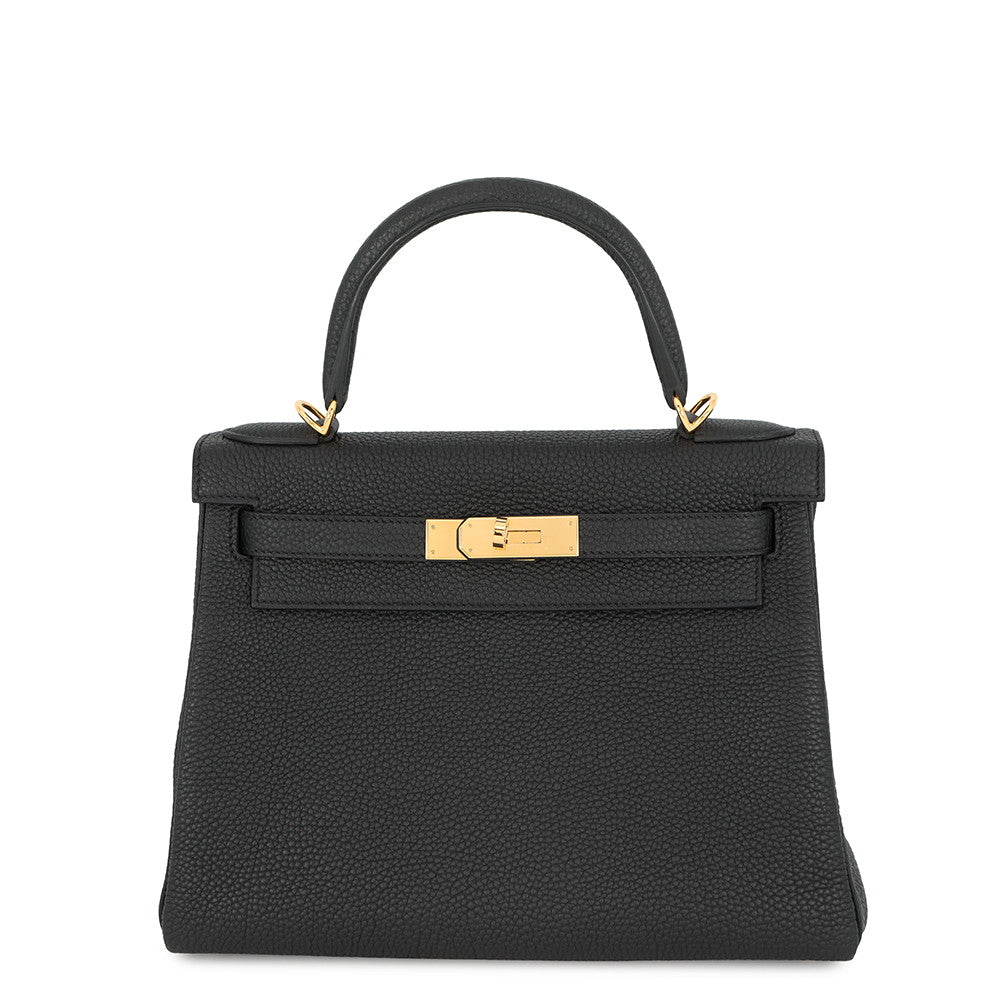 HERMES Kelly Retourne Black Togo Leather Size 28