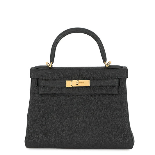 HERMES Kelly Retourne Black Togo Leather Size 28
