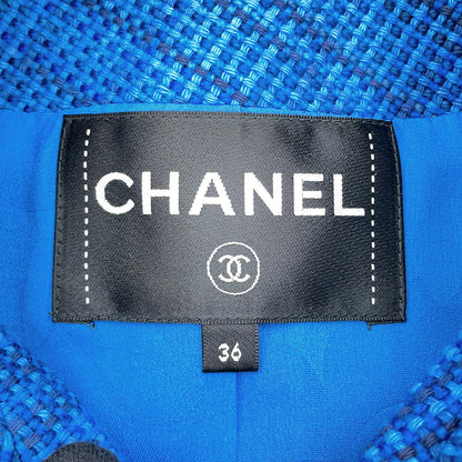 CHANEL 2020 Resort Collection Checkered Tweed Jacket Size 36 BlueP62605 V46600 MG152 Cotton53% Wool 35% Polyamide12%