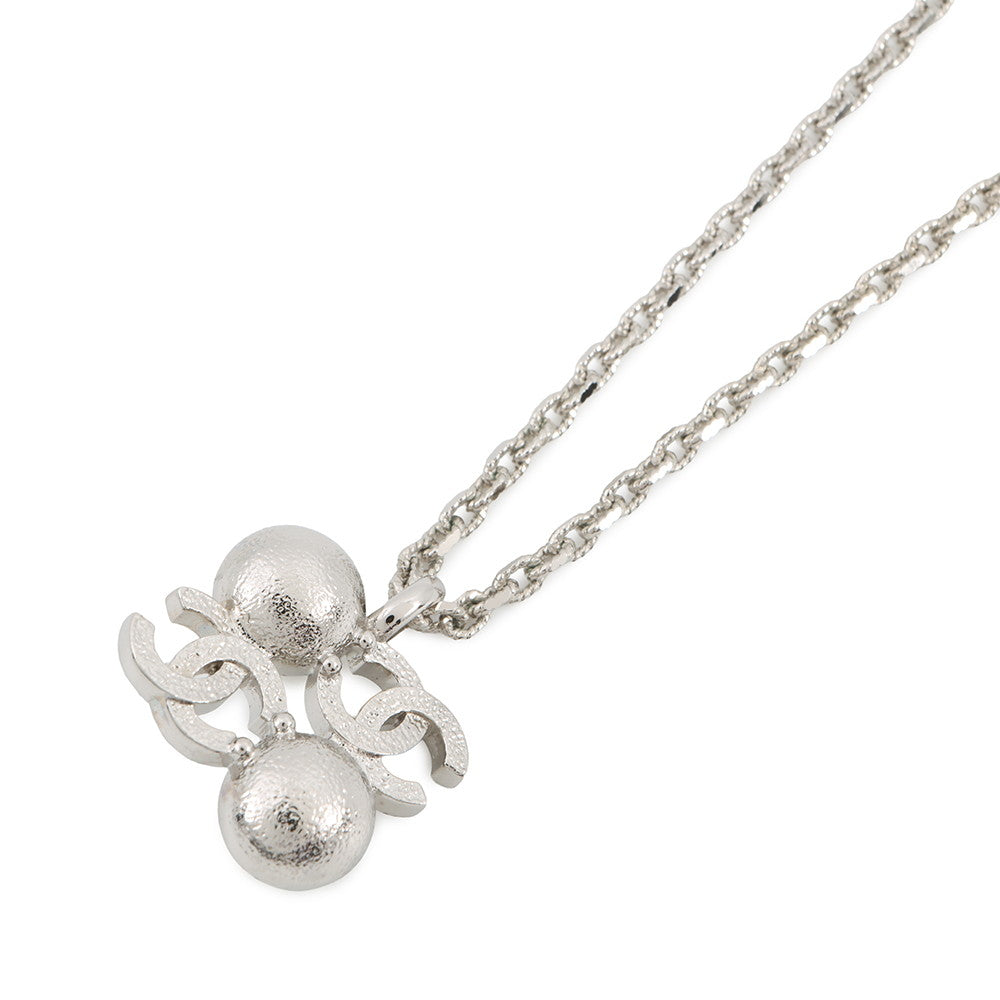 CHANEL CC Logo Rhinestone Faux Pearl Necklace SilverABF723 B20573 U0937 Metal Rhinestone Faux Pearl