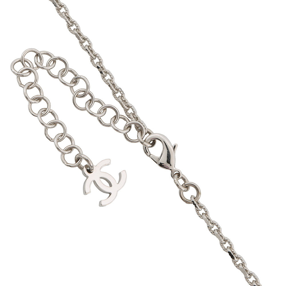 CHANEL CC Logo Rhinestone Faux Pearl Necklace SilverABF723 B20573 U0937 Metal Rhinestone Faux Pearl