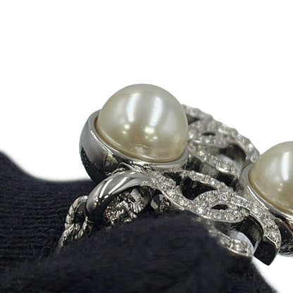 CHANEL CC Logo Rhinestone Faux Pearl Necklace SilverABF723 B20573 U0937 Metal Rhinestone Faux Pearl