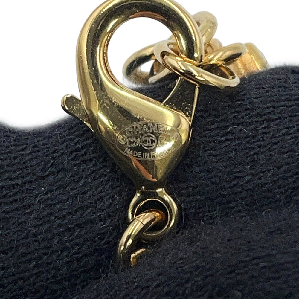 CHANEL CC Logo Stone Crush Chain Logo Necklace Gold Gold Plated Rhinestone Faux Pearl