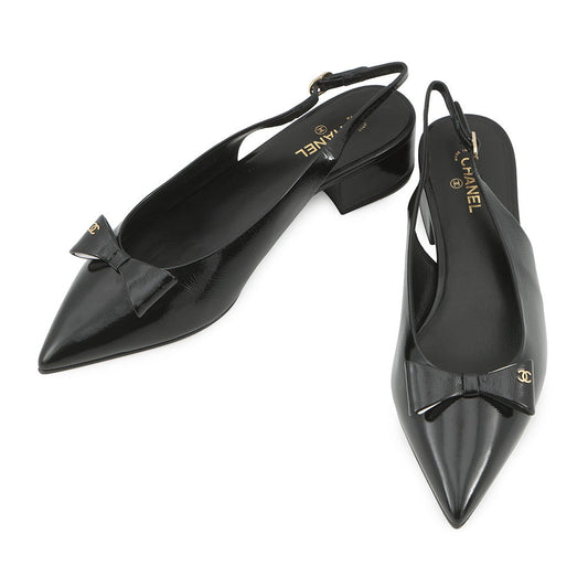 CHANEL slingback shoes BlackG46549 B20973 94305 Patent Leather Size 38