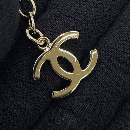 CHANEL CC Logo Chain Necklace Gold Plated Rhinestone