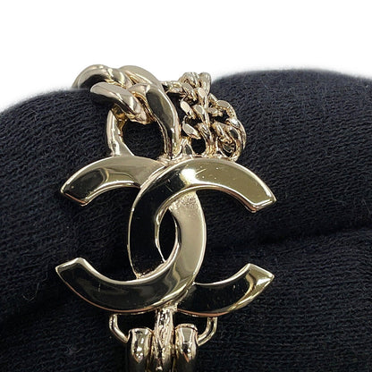 CHANEL CC Logo Chain Necklace Gold Plated Rhinestone