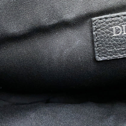 Dior Embroidered Logo Saddlebag Black Leather
