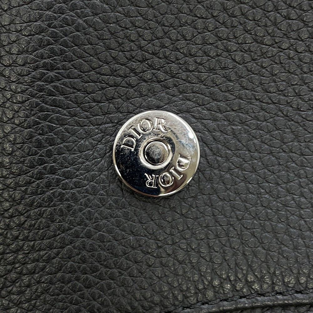 Dior Embroidered Logo Saddlebag Black Leather