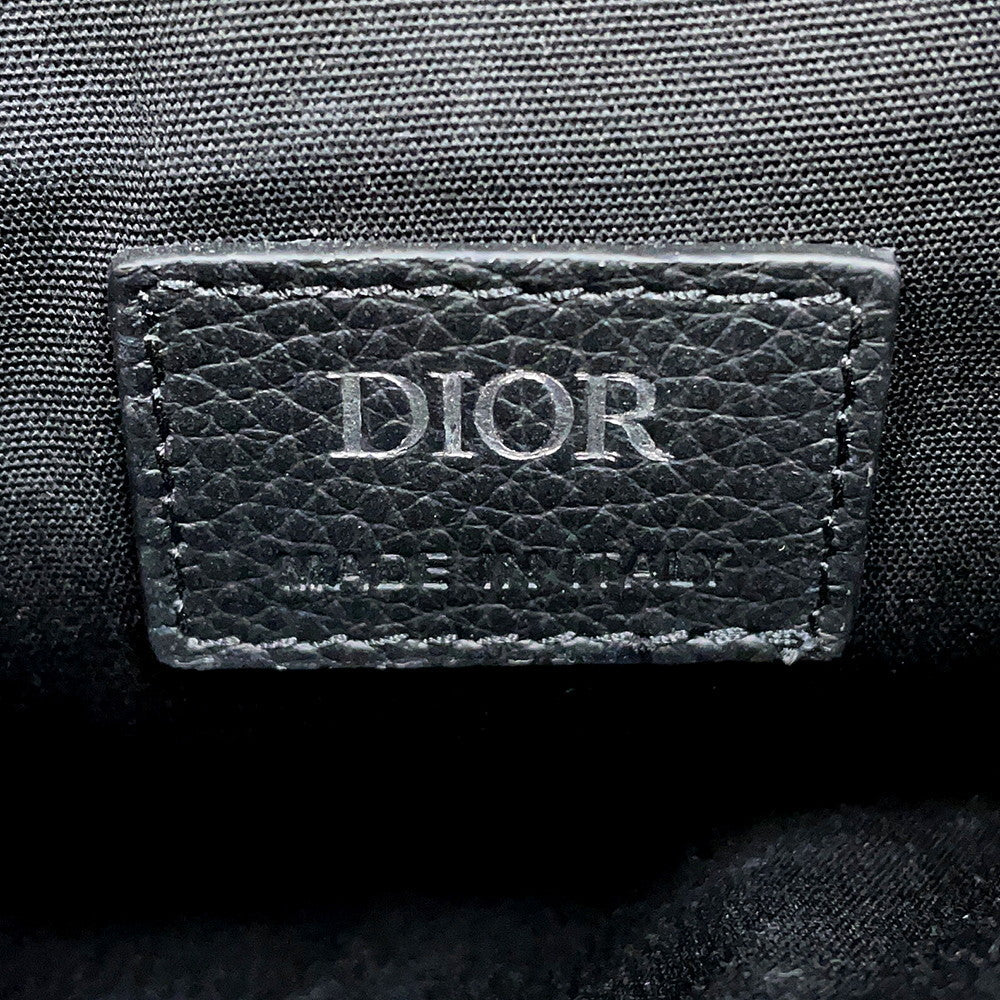 Dior Embroidered Logo Saddlebag Black Leather