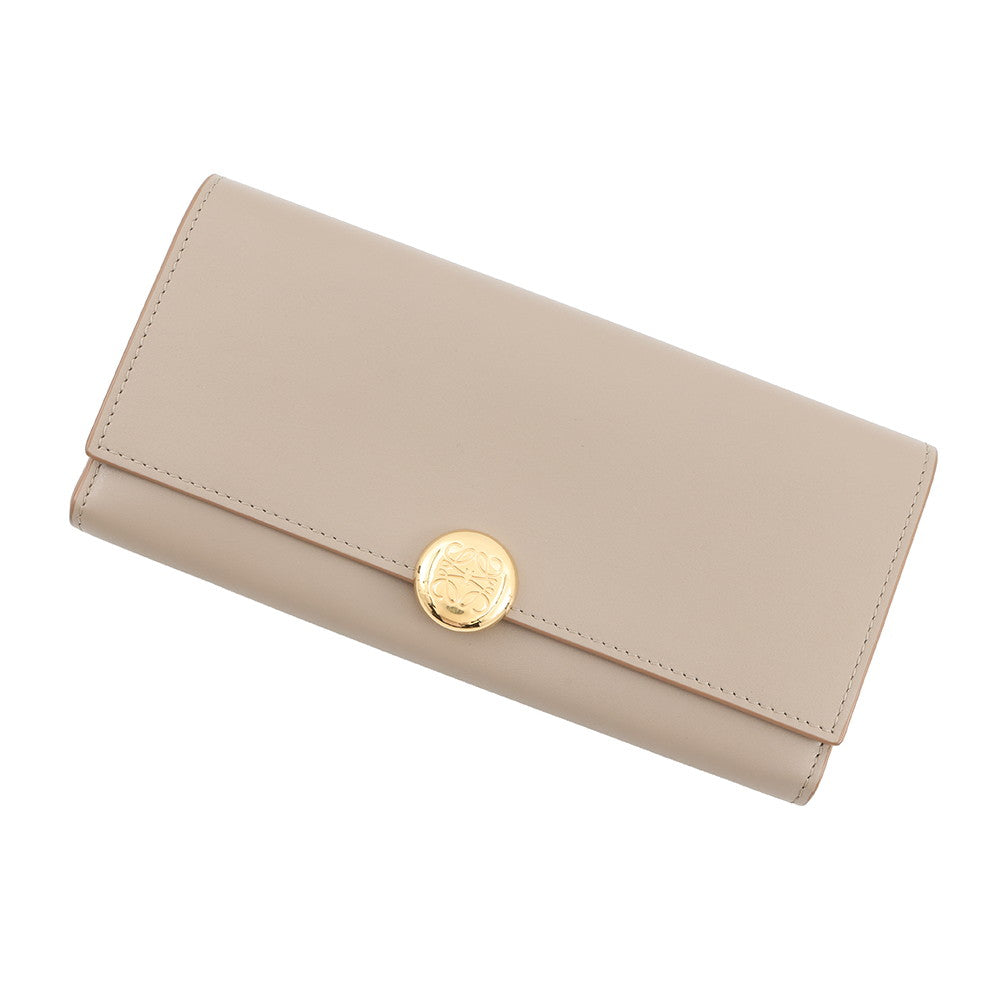LOEWE Pebble Continental Wallet SandCANBACWX01 2150 Shiny Nappa Calf Leather