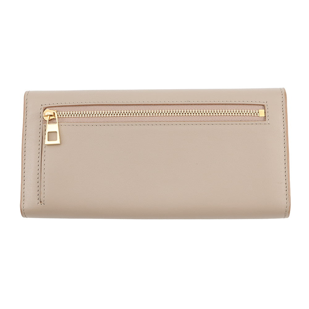 LOEWE Pebble Continental Wallet SandCANBACWX01 2150 Shiny Nappa Calf Leather