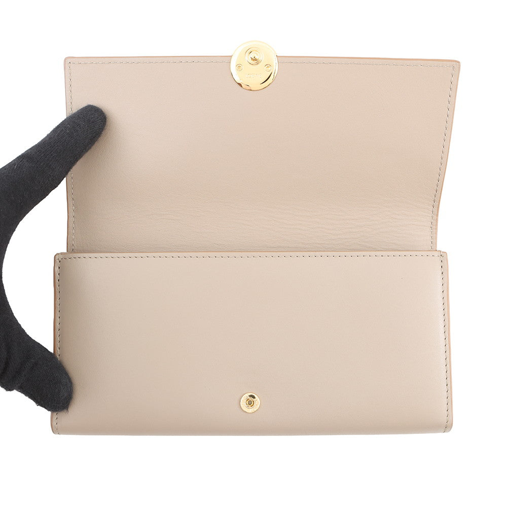 LOEWE Pebble Continental Wallet SandCANBACWX01 2150 Shiny Nappa Calf Leather