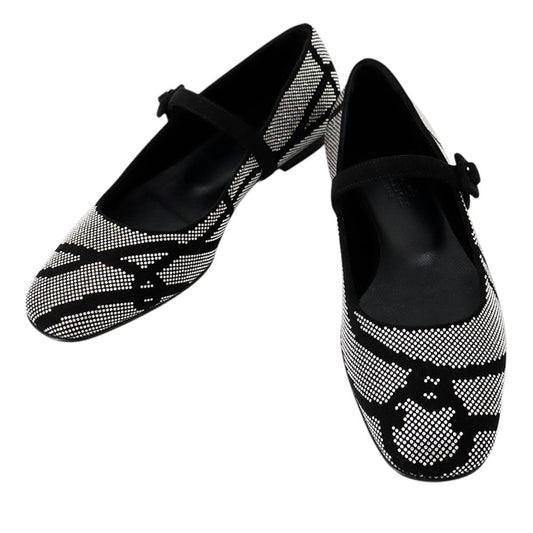 HERMES Lightweight flat ballet shoes BlackH252057Z Suede Bijoux Size 36