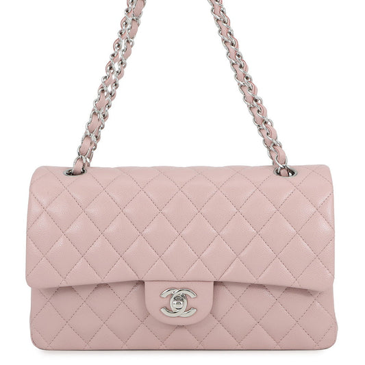 CHANEL Matelasse W flap WChainShoulder Bag PinkA01112 Caviar Leather Size 25